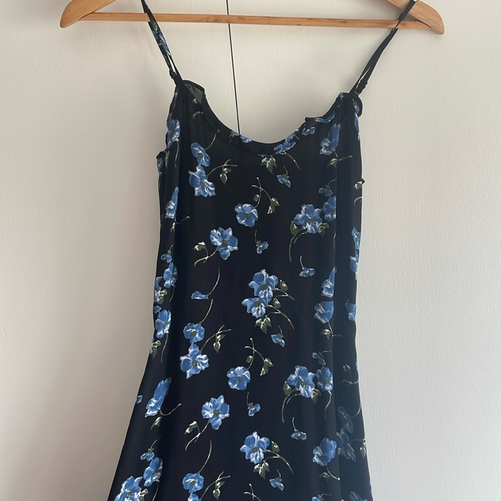 Reformation Blue and Black Spaghetti Strap Midi Sundress